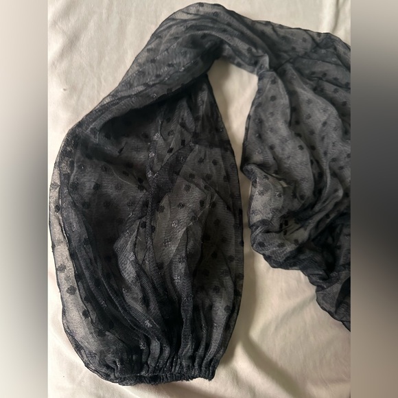 Cropped Mesh Puff Sleeve Polka Dot Top - Picture 4 of 5